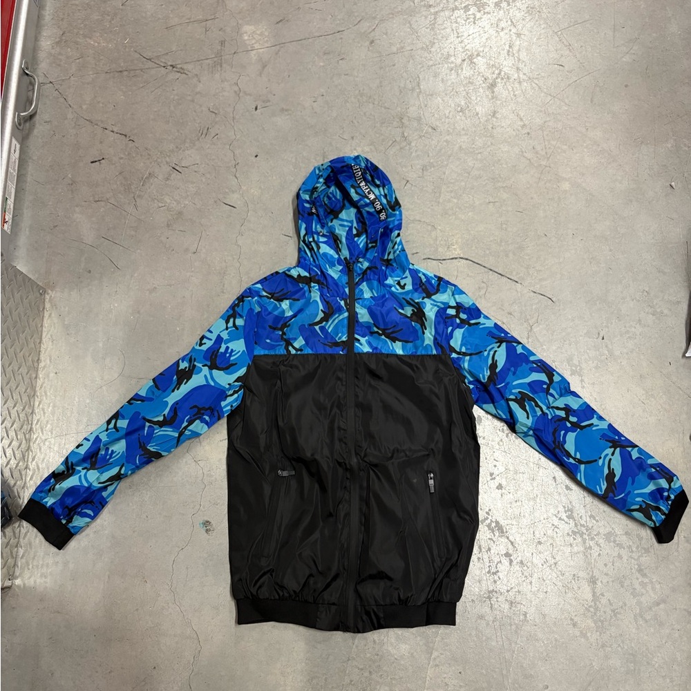 Blue and Black Camouflage Jacket